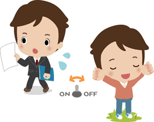 日常生活オンとオフのイラスト